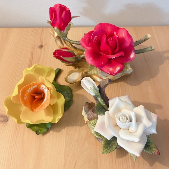 Capodimonte Porcelain Roses - Set of 3